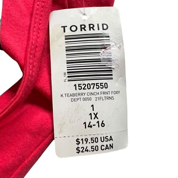 Torrid tank top Teaberry cinch front foxy top magenta red 1X cami - Picture 5 of 5